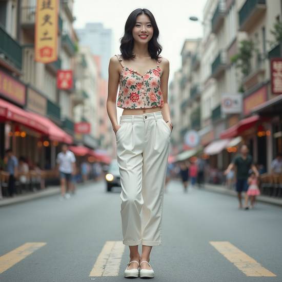 花裤子配什么上衣好看图片，花裤子穿搭示范：纯色上衣搭配技巧与图片精选