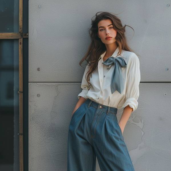 配阔腿牛仔裤的上衣,优雅穿搭指南:5款绝配阔腿牛仔裤的上衣全解析