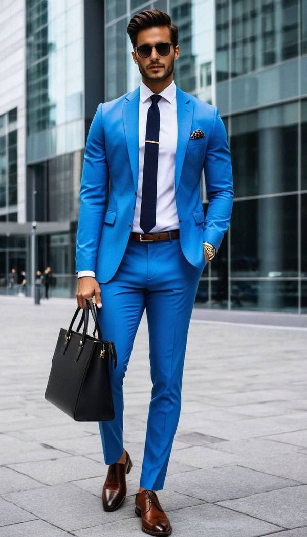蓝色套装配什么鞋子,蓝色套装配鞋指南:从职场到街拍的完美搭配方案