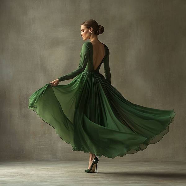 墨绿色的裙子配什么颜色的鞋子，墨绿裙装配色指南：五种优雅鞋履搭配方案