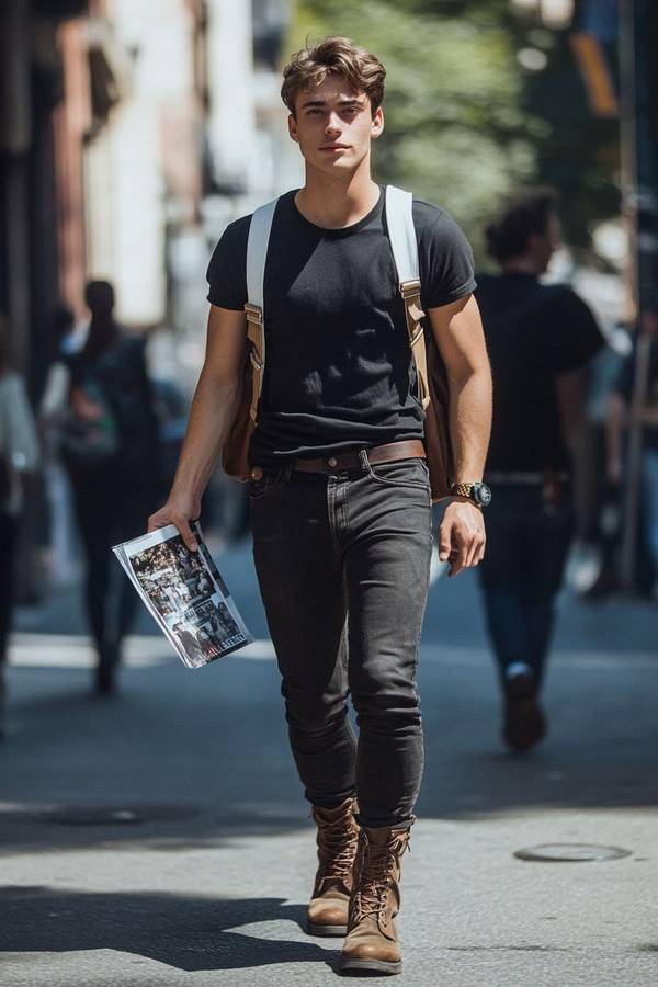 牛仔裤配皮鞋好看吗,好搭又时髦,牛仔裤与皮鞋的绝妙配对秘籍