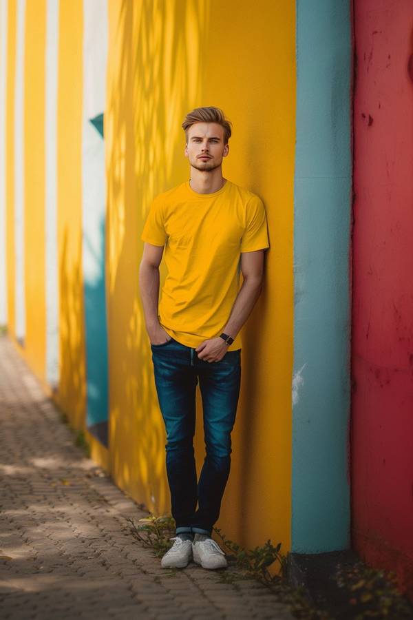 蓝色牛仔裤配什么颜色短袖，蓝色牛仔裤搭配这4种颜色短袖效果更出众