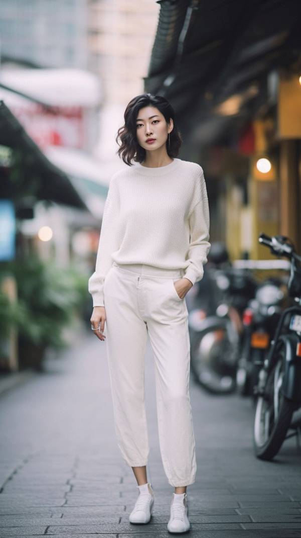 白鞋子配什么裤子，白鞋万能搭：8种裤装风格穿出范儿