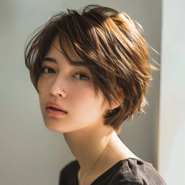 短发有层次感的发型女，夏意碎发：层次感短发修饰脸型的时尚秘籍