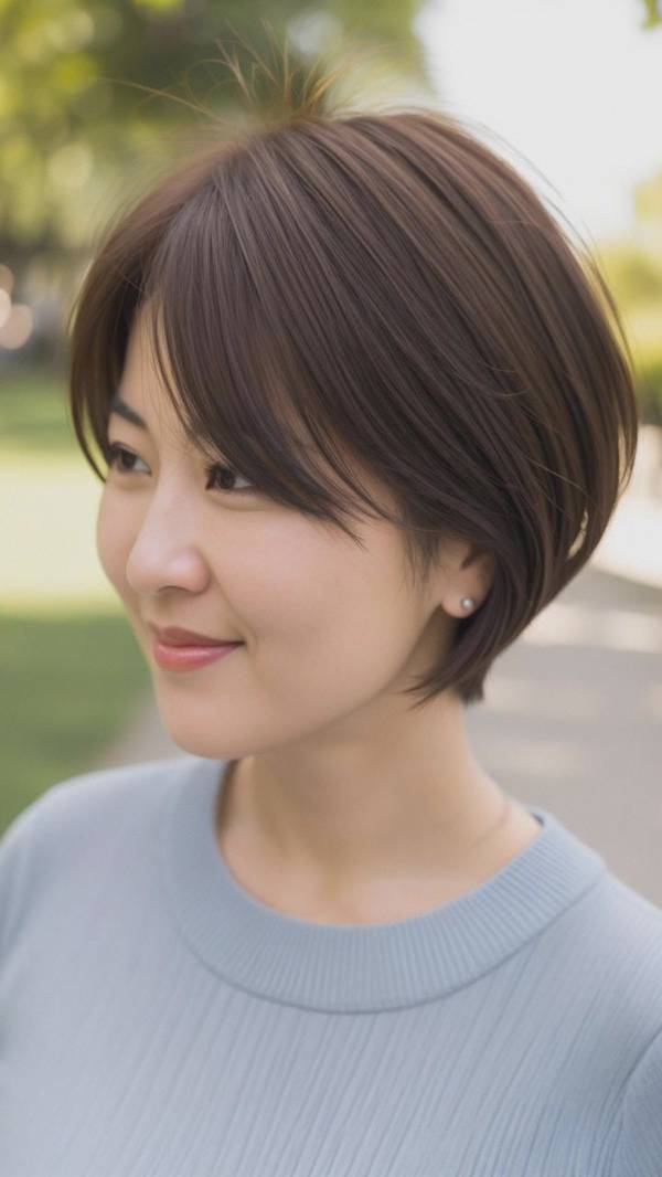 适合圆脸的短发发型,灵动层次立体短发造型,圆脸减龄瘦脸必备