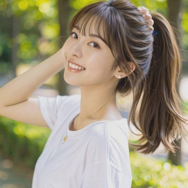 圆脸怎样扎马尾显脸小，圆脸马尾高颅顶扎法即刻瘦脸