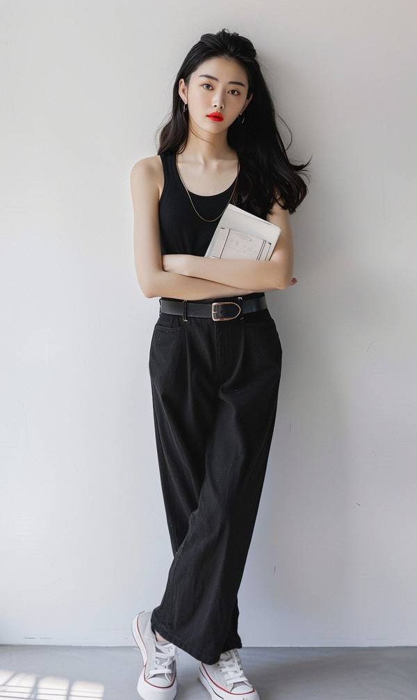 黑色阔腿裤搭配什么上衣好看，黑色阔腿裤配这五种上衣时尚又显瘦