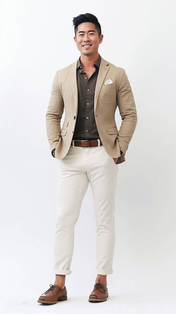 卡其色裤子配什么颜色上衣好看，卡其色裤子的优雅配色指南：最佳上衣搭配方案