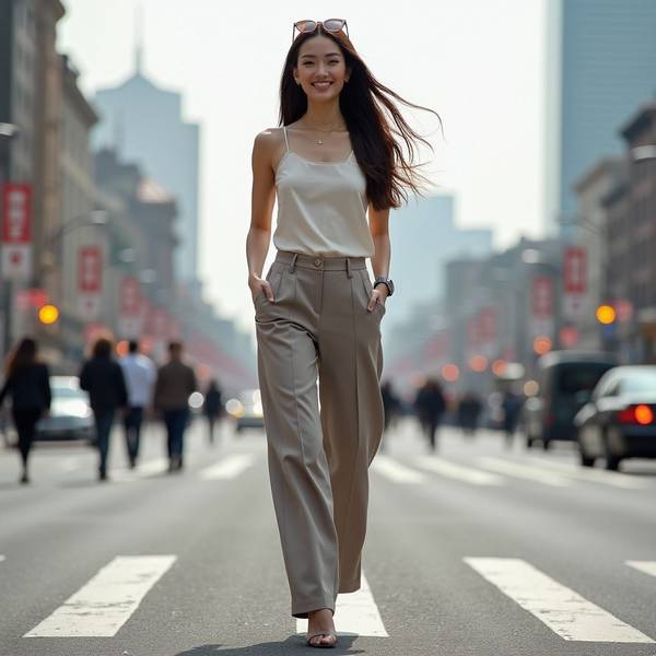 米色裤子配什么颜色上衣，米色裤子的万能配色法则