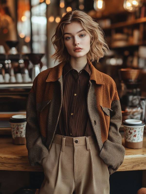 棕色衣服配什么颜色的裤子，棕色系穿搭指南与色彩搭配法则解析