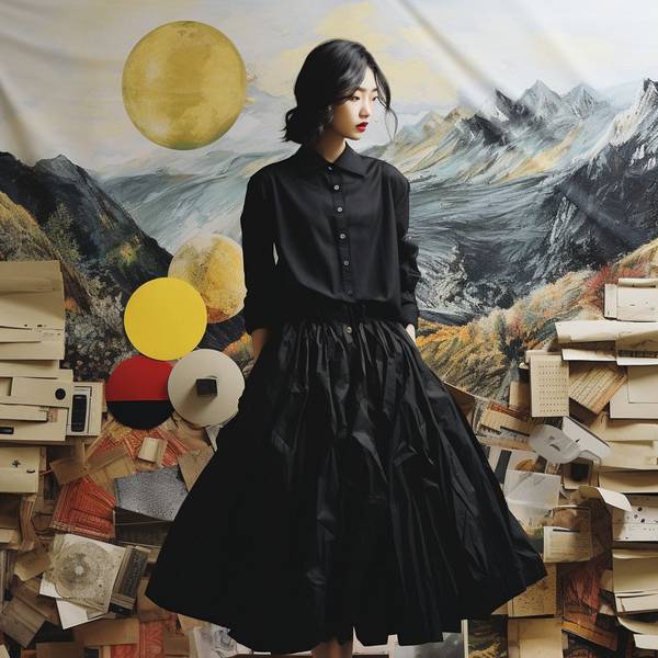 黑色裙子配什么颜色上衣，黑色裙子色彩搭配指南，6种上衣配色穿出高级感