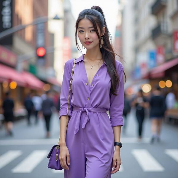 紫色裤子配什么颜色上衣好看，紫色裤子配色指南：这5种上衣颜色最时尚百搭