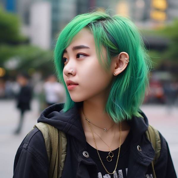 绿色头发配什么衣服，绿发风尚指南：解锁春日吸睛穿搭色彩公式