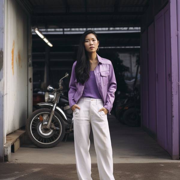 紫色裤子配什么上衣好看，薰衣紫裤的绝美搭配法则：16种时髦上衣配色方案