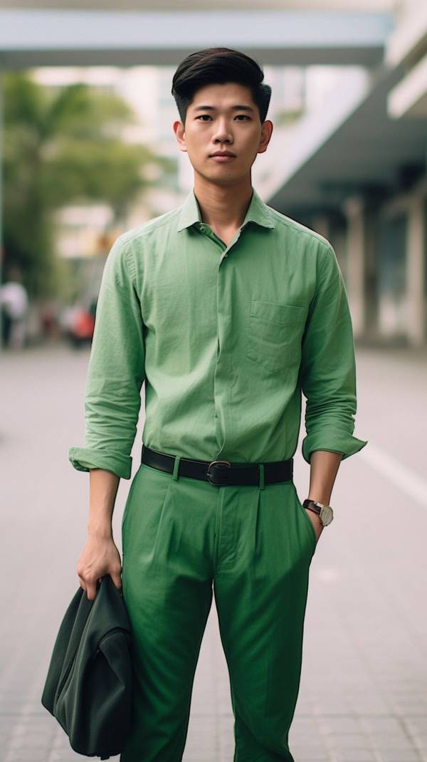 浅绿色裤子配什么颜色上衣好看，浅绿裤装色彩搭配指南：解锁清爽高级感的12种上衣配色方案