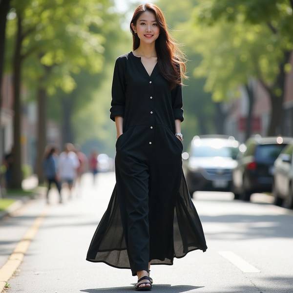 黑色长裙配什么上衣好看，搭配黑色长裙不重样的五种上衣穿搭方案