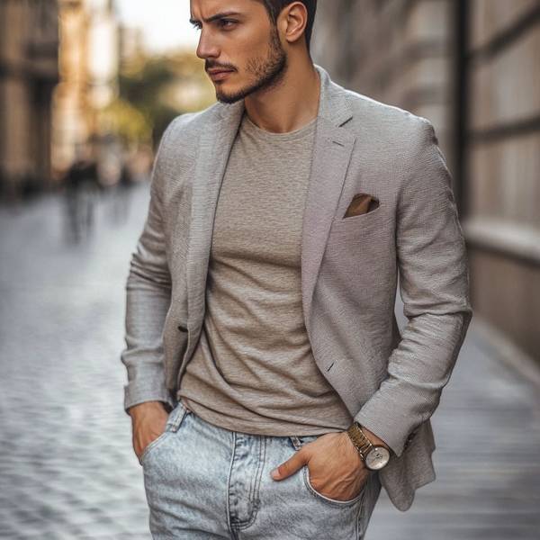 男士浅灰色休闲裤搭配，男士浅灰色休闲裤：五种万能搭配法则穿出高级感