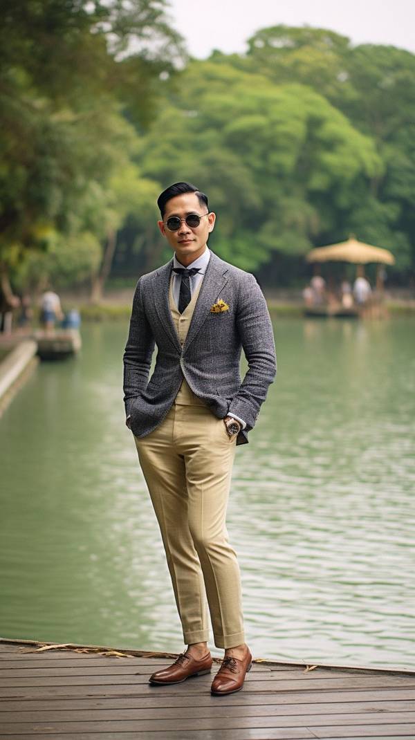 灰色西裤配什么颜色皮鞋,灰色西裤搭配黑色与棕色皮鞋最显高级