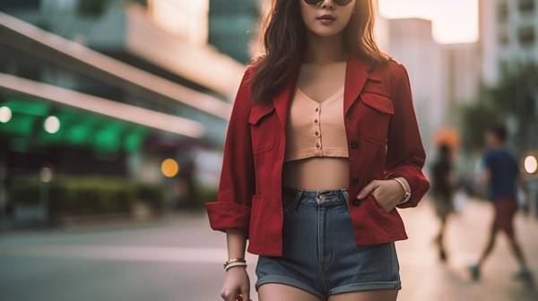 红色短裤配什么颜色上衣，夏日红色短裤搭配指南：四款上衣配色轻松穿出时尚感