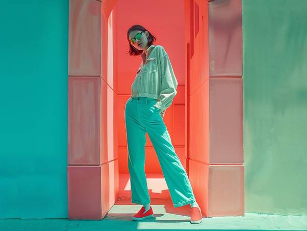 青蓝色配什么颜色好看，青蓝色配橙红色调的惊艳撞色穿搭指南