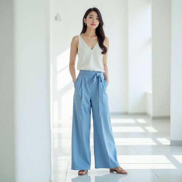 浅蓝色的裤子配什么颜色的上衣，浅蓝裤子配白色上衣最显清爽百搭