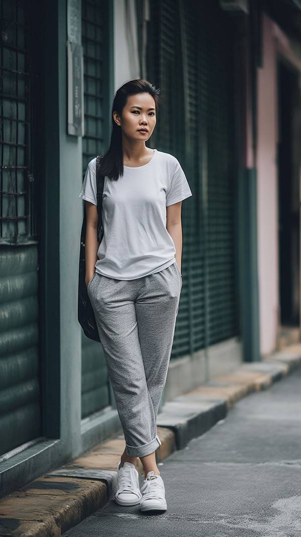 灰色短袖配什么颜色裤子，浅灰短袖搭配这些颜色裤子最显高级