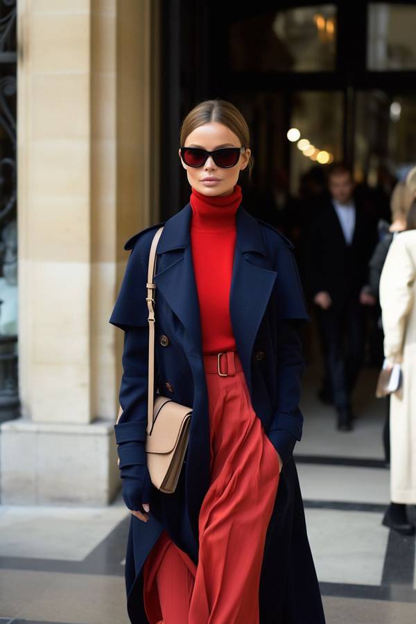 枣红色上衣配什么颜色裤子，枣红色上衣搭配经典色裤装万能配色法则