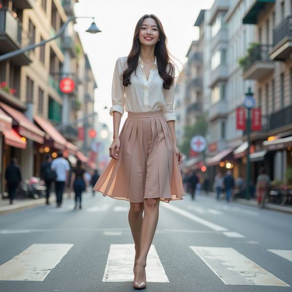 粉色半身裙配什么颜色上衣，粉色半身裙的万能配色法则与个性穿搭方案