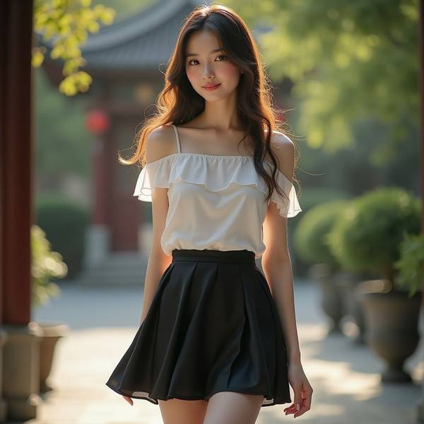 黑色短裙配什么上衣好看，10种黑色短裙搭配法则，时髦显瘦不重样