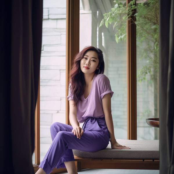 紫色裤子配什么上衣好看,薰衣紫裤的绝美搭配法则:16种时髦上衣配色方案