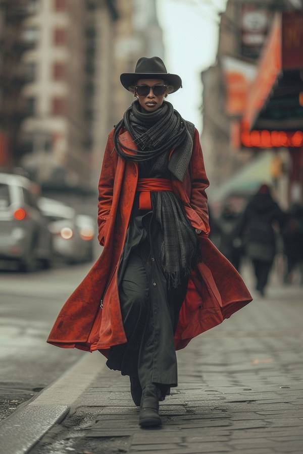 红色大衣配什么裤子，复古红大衣配这4款裤装气场全开 绝美冬日时髦指南