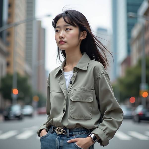 军绿色裤子配什么颜色上衣好看，军绿裤装撞色指南，八种上衣搭配穿出高级感