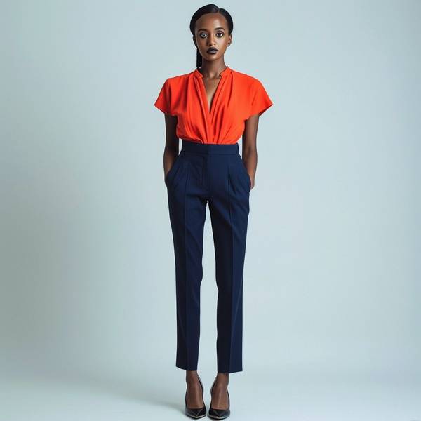 蓝色裤子配什么颜色上衣好看，优雅蓝裤穿搭指南：从牛仔蓝到克莱因蓝的配色方案