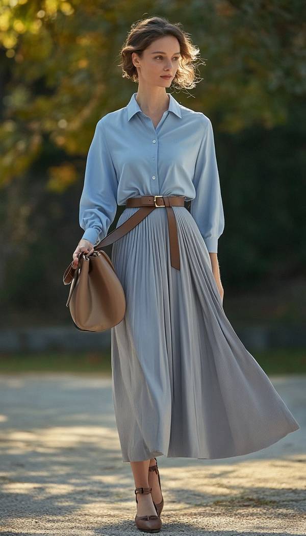 蓝裙子配什么颜色的包，蓝裙搭配指南：五种配色方案点亮优雅造型