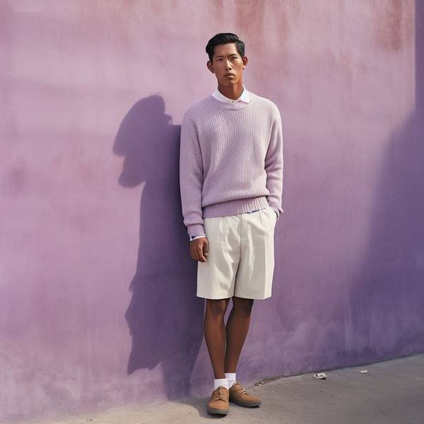 蓝色短裤配什么颜色上衣，蓝色短裤最佳配色指南：白灰粉三色优雅穿搭全解析