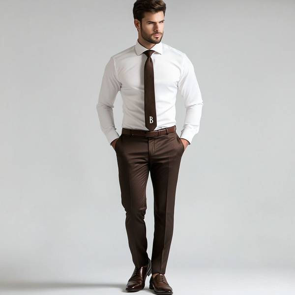 棕色裤子配什么颜色上衣，24个优雅棕色裤装配色方案与时尚搭配指南