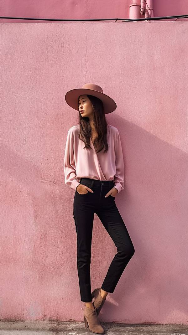 粉色上衣配什么颜色裤子，18套粉色上衣配色方案点亮你的少女感穿搭