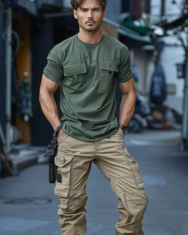 男生绿色t恤配什么裤子，夏季型男绿色T恤穿搭全攻略，这些裤子最吸睛百搭
