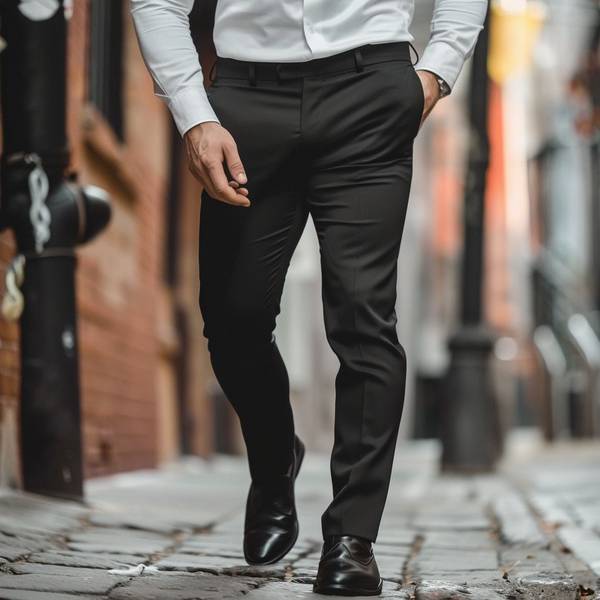 黑色裤子搭配什么颜色鞋子,黑色长裤与六种鞋色搭配的黄金法则