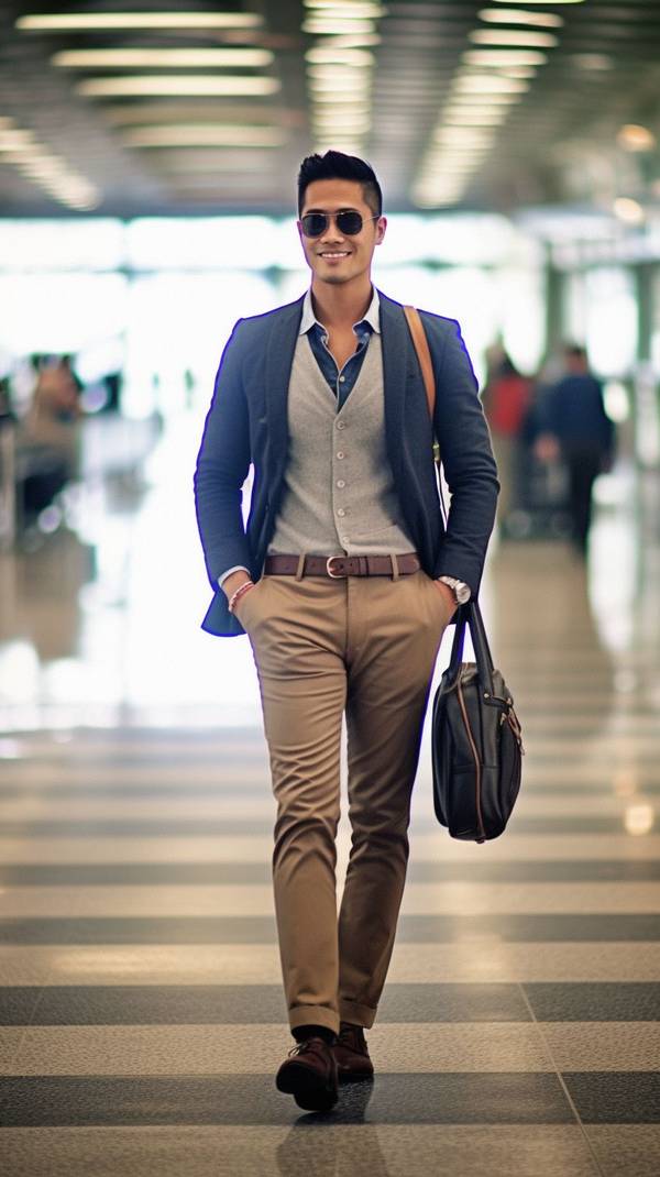 深蓝色衣服配什么颜色裤子，深蓝衣装配米白卡其裤指南