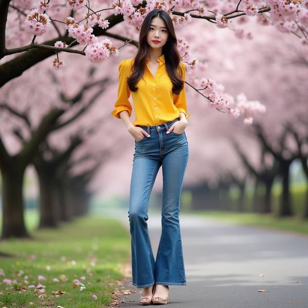 黄色上衣配什么颜色裤子好看,黄色上衣与牛仔裤搭配的时尚穿搭指南