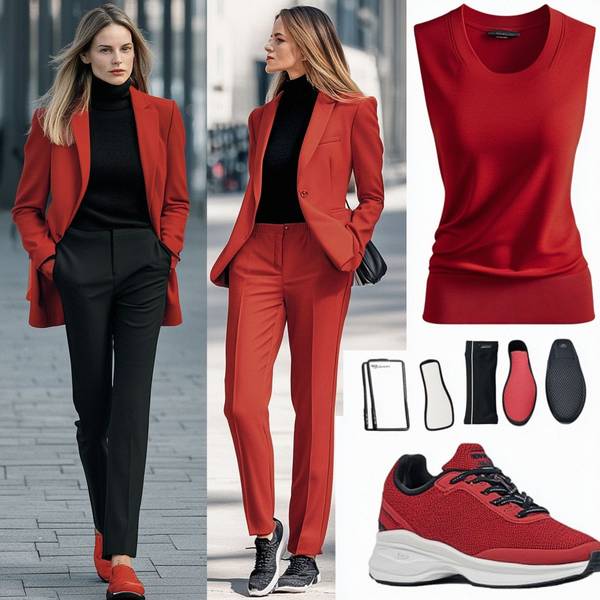 红色上衣配什么颜色裤子,红色上衣的完美搭配裤装颜色全攻略