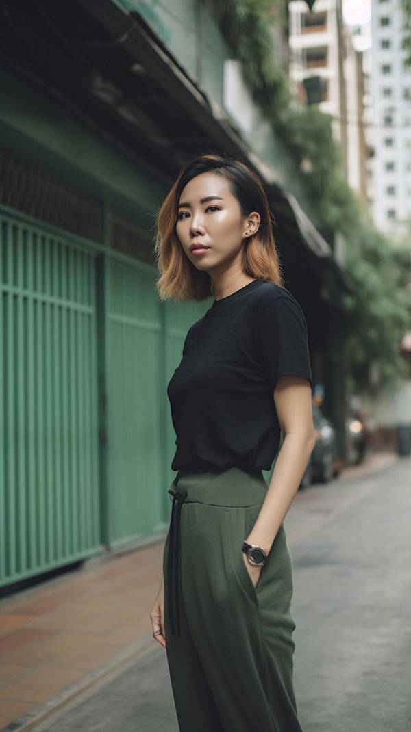 黑色上衣配什么颜色的裤子,黑色上衣搭配各种颜色裤子的完美指南