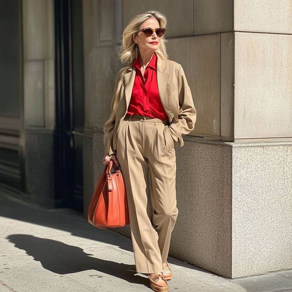 杏色上衣配什么颜色裤子，杏色上衣搭配指南：配这三种裤子颜色时髦又高级