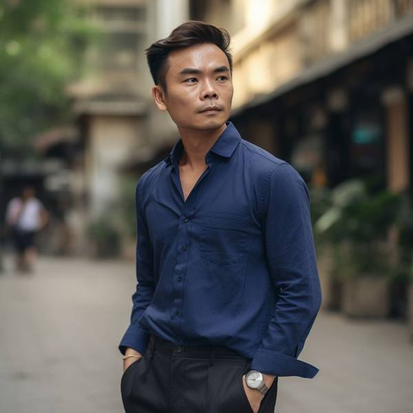 藏青色衬衫配什么颜色裤子,藏青衬衫最佳配色方案:经典搭配与进阶穿搭指南