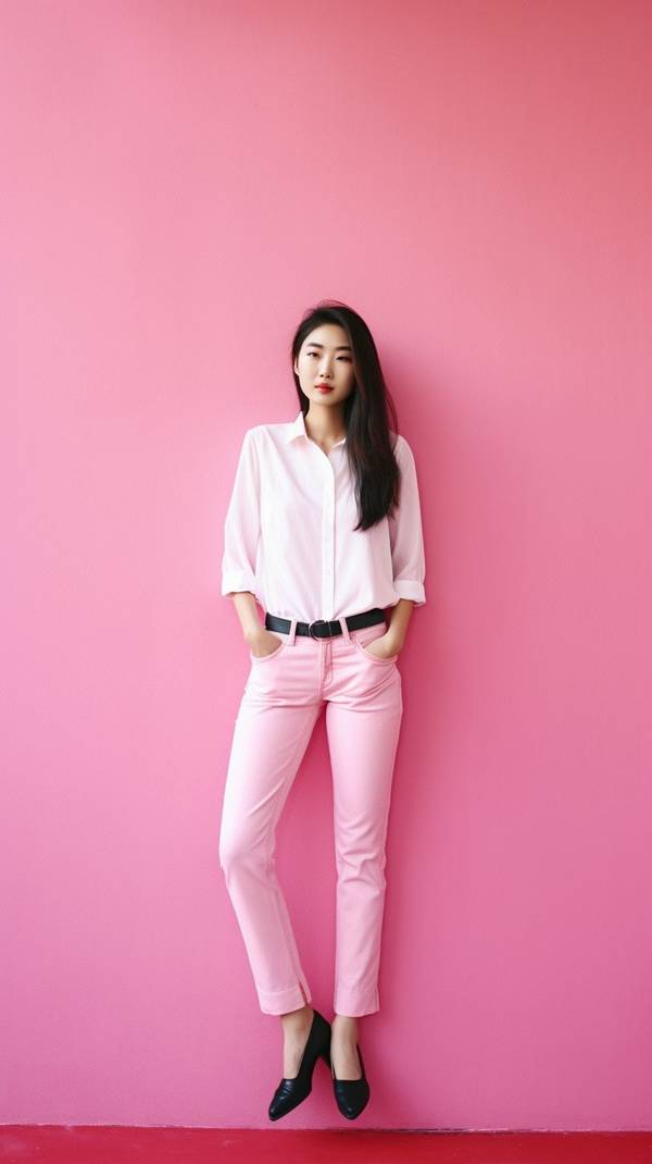 玫红色上衣配什么颜色裤子好看，玫红上衣配色指南：这三种裤子颜色最显高级时尚