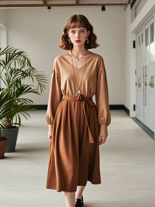 卡其色裙子配什么颜色上衣好看，10套卡其色裙子搭配指南 气质优雅不重样