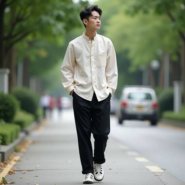 黑色休闲裤配什么颜色上衣,黑色休闲裤搭配方案,浅色系与中性色全攻略