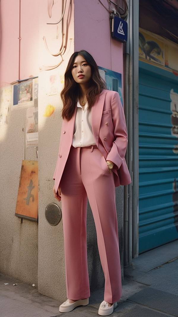 粉色裤子搭配什么颜色上衣，粉色裤子配这5种颜色上衣洋气又显白