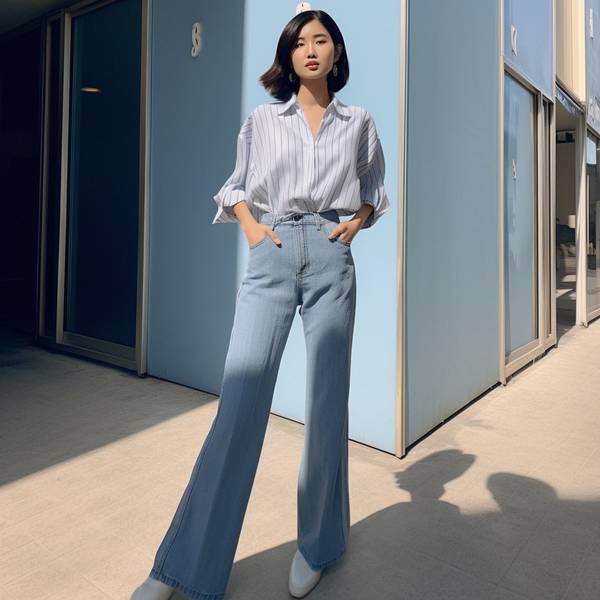 浅蓝色裤子配什么颜色上衣,浅蓝裤子配色指南,20款清新时髦上衣搭配推荐